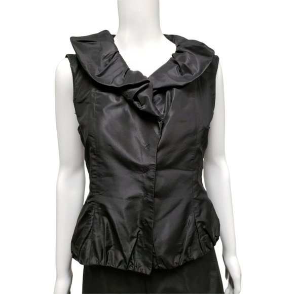 Teri Jon Tops - Teri Jon Rickie Freeman Black Collared Vest Top Elegant Size US 4